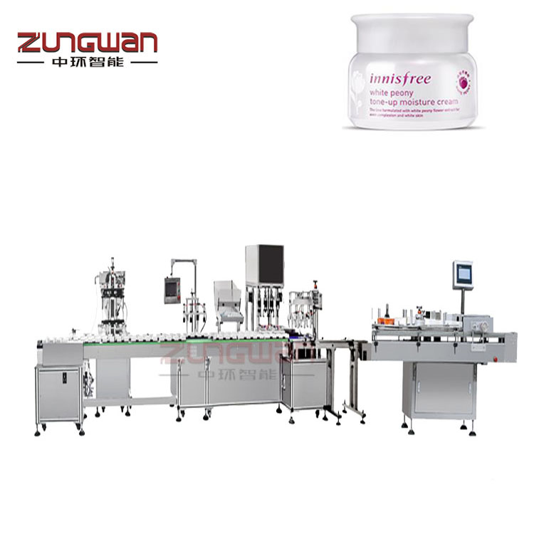 膏體灌裝機(jī)價(jià)格，福建水乳充填機(jī)，乳膏灌裝旋蓋貼標(biāo)機(jī)流水線